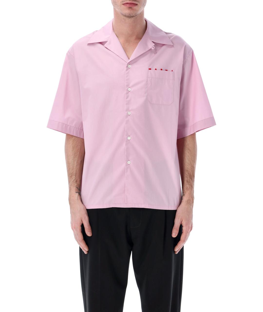 MARNI Розовая хлопковая кэжуал рубашка, фото 2