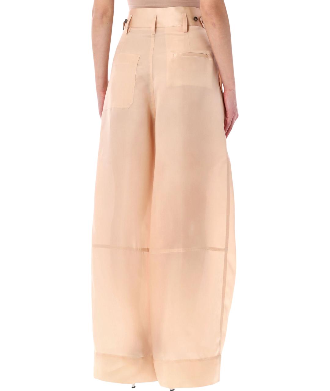 ALBERTA FERRETTI Розовые шелковые прямые брюки, фото 2