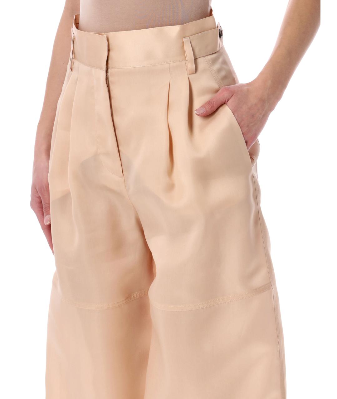 ALBERTA FERRETTI Розовые шелковые прямые брюки, фото 3