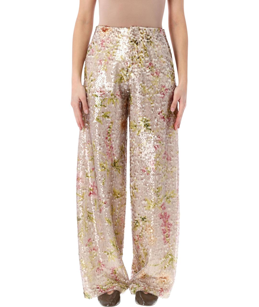 ALBERTA FERRETTI Мульти полиэстеровые прямые брюки, фото 1