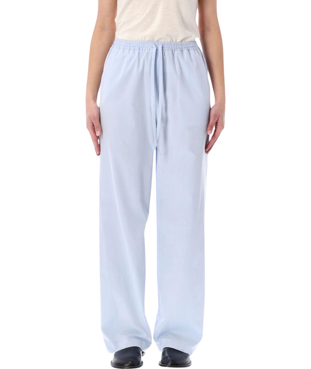 LOULOU STUDIO Голубые хлопковые прямые брюки, фото 1