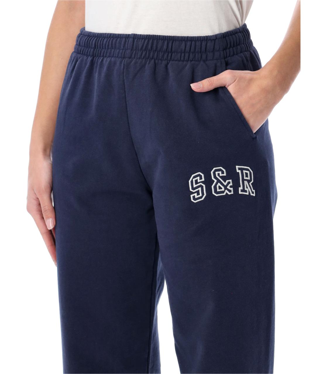 SPORTY AND RICH Темно-синие хлопковые спортивные брюки и шорты, фото 3