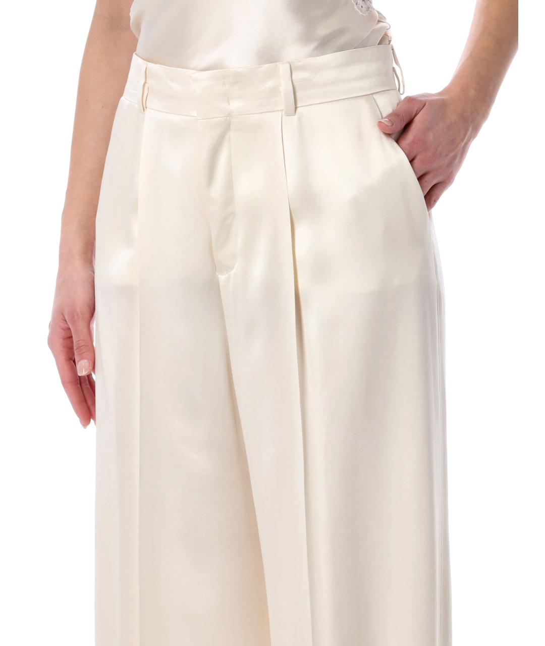 ALBERTA FERRETTI Белые вискозные прямые брюки, фото 3