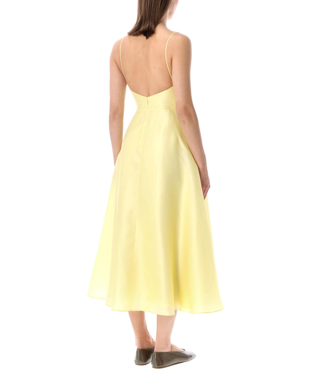 ALBERTA FERRETTI Желтое шелковое повседневное платье, фото 2