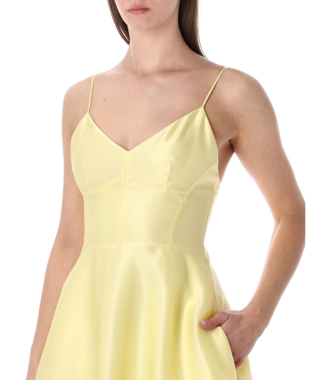 ALBERTA FERRETTI Желтое шелковое повседневное платье, фото 3