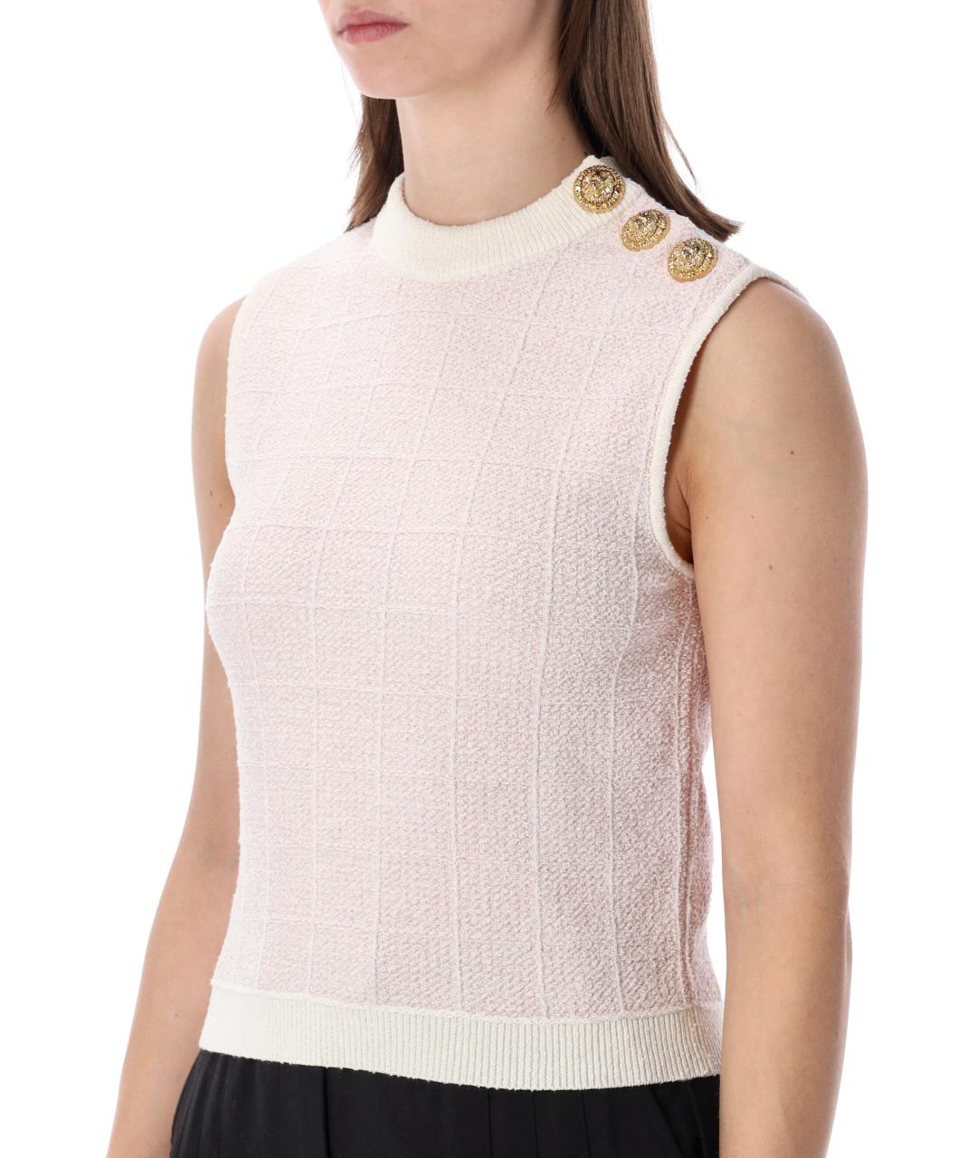 BALMAIN Розовая хлопковая майка, фото 4