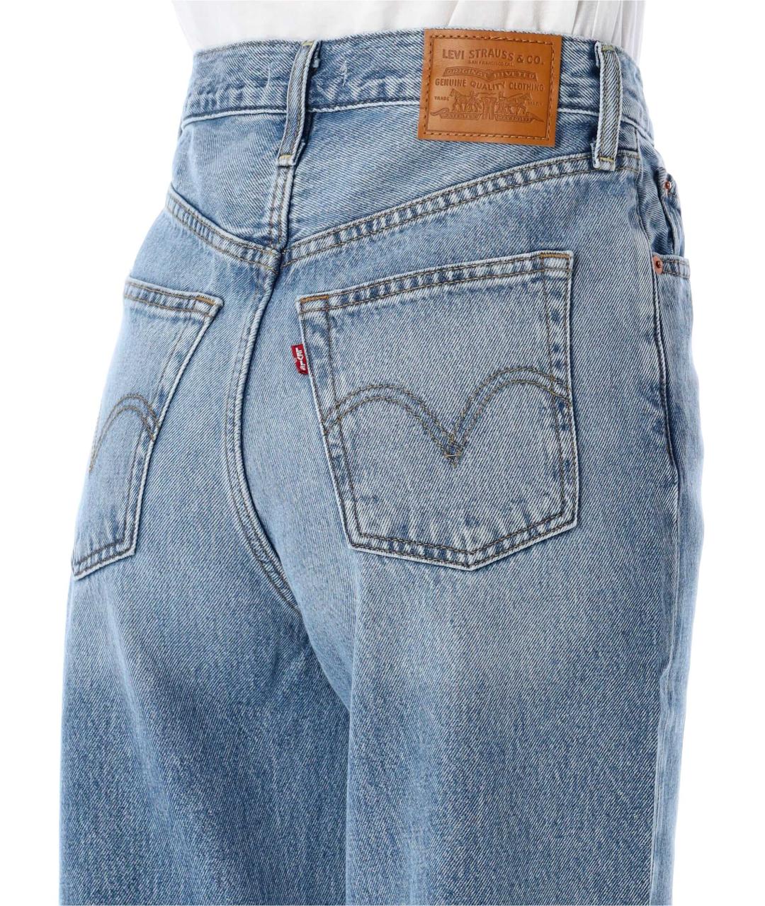 LEVI'S Голубые хлопковые прямые джинсы, фото 3