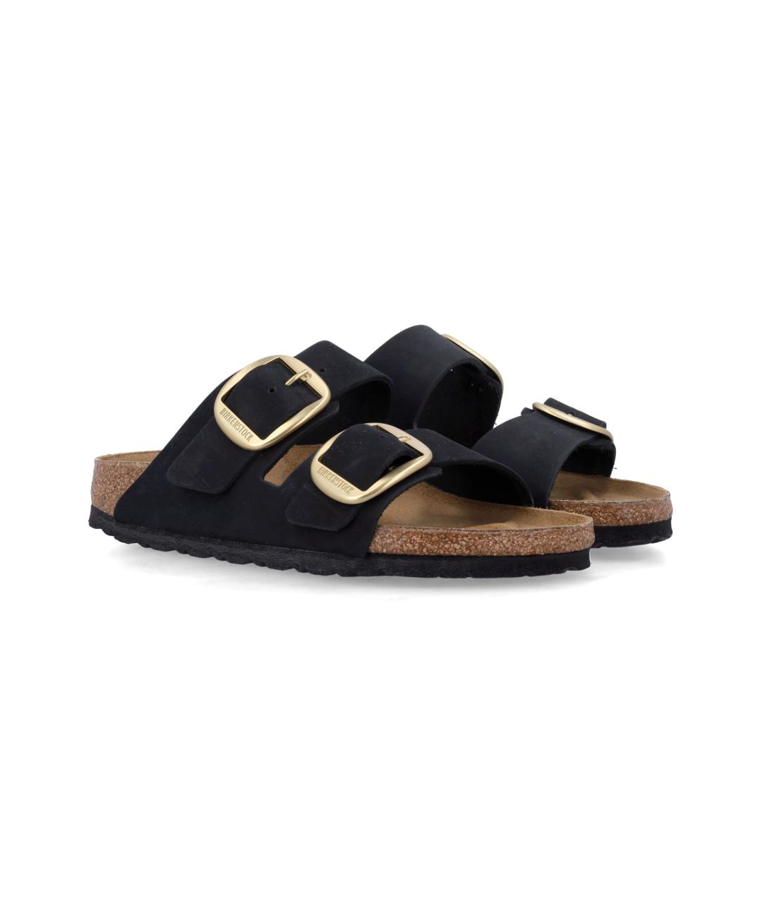 BIRKENSTOCK Черные кожаные шлепанцы, фото 2