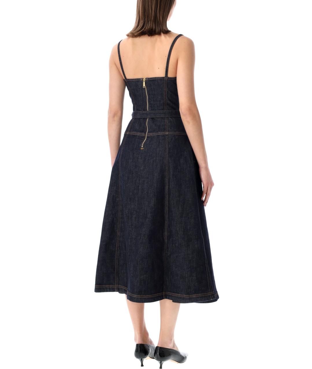 SELF-PORTRAIT Темно-синее хлопковое повседневное платье, фото 2