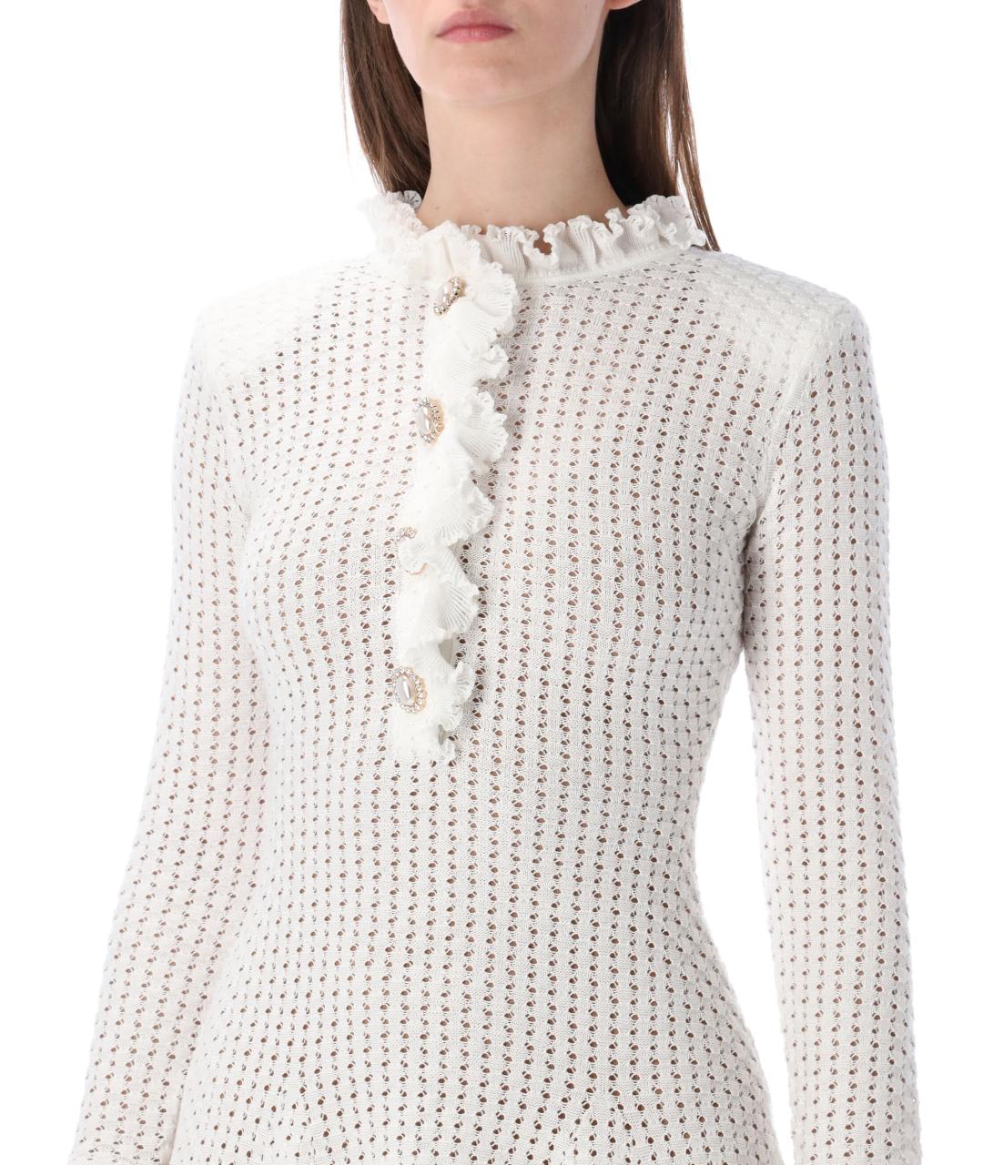 SELF-PORTRAIT Белое хлопковое повседневное платье, фото 4