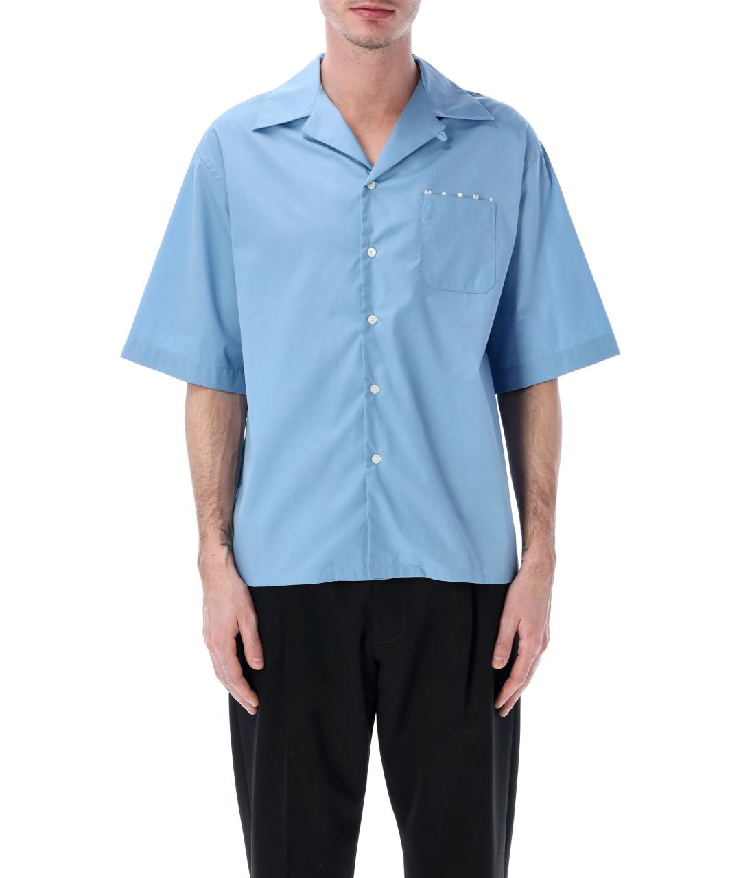MARNI Голубая хлопковая кэжуал рубашка, фото 1