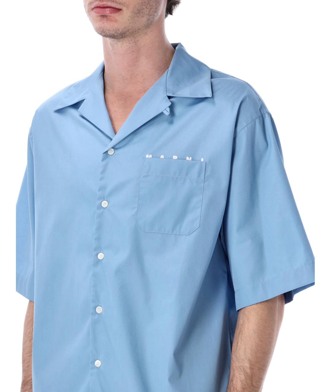 MARNI Голубая хлопковая кэжуал рубашка, фото 3