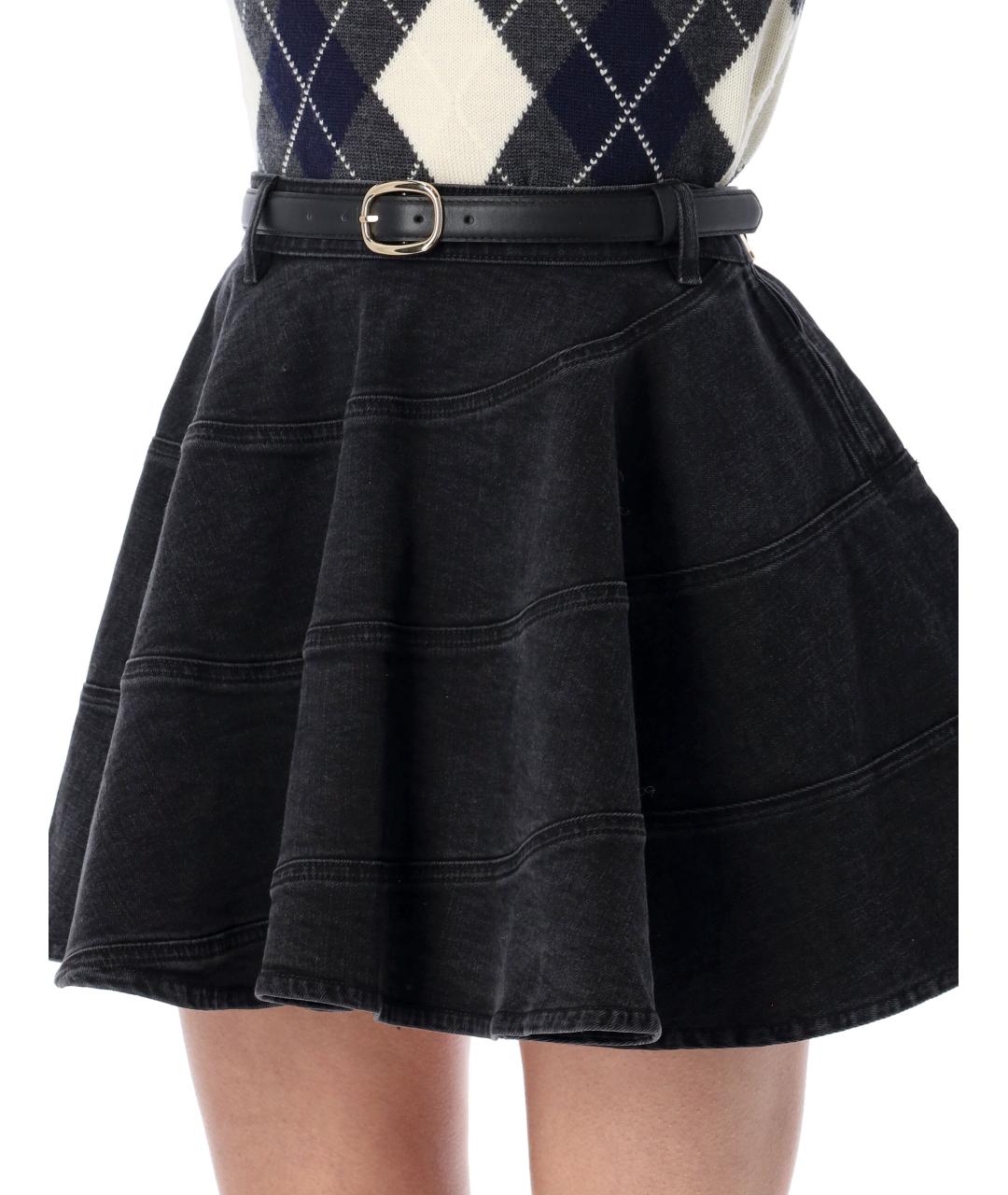 SELF-PORTRAIT Черная хлопковая юбка мини, фото 4