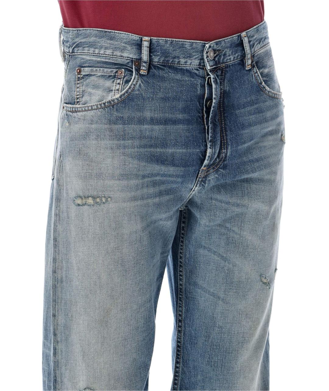 ACNE STUDIOS Синие хлопковые прямые джинсы, фото 3