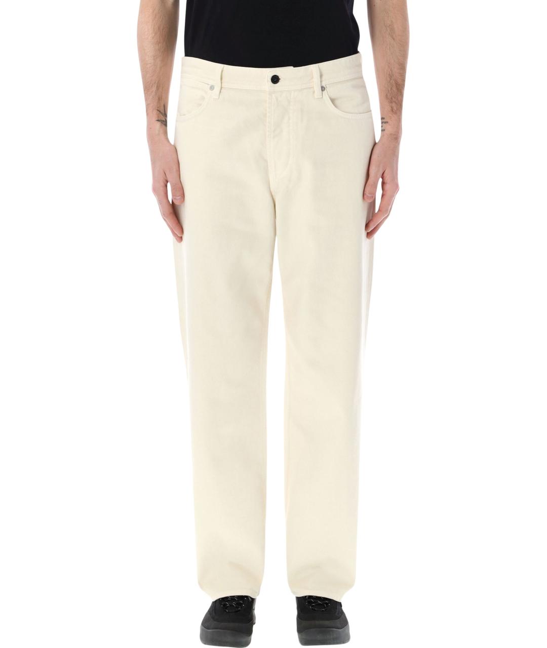 STONE ISLAND Бежевые хлопковые прямые джинсы, фото 1