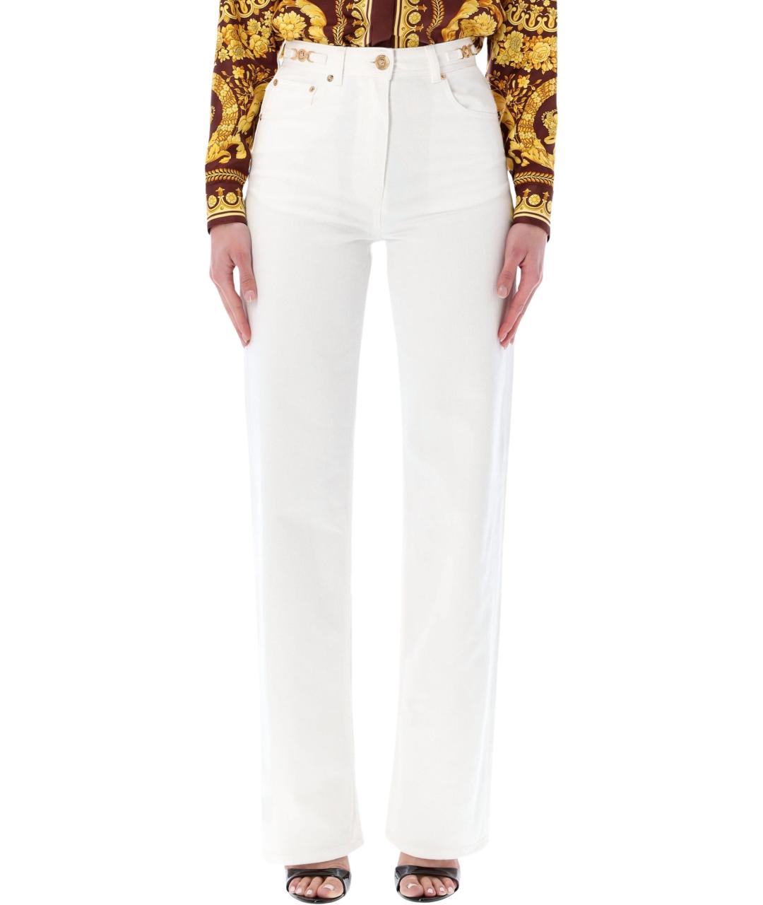 VERSACE Белые хлопковые прямые джинсы, фото 1