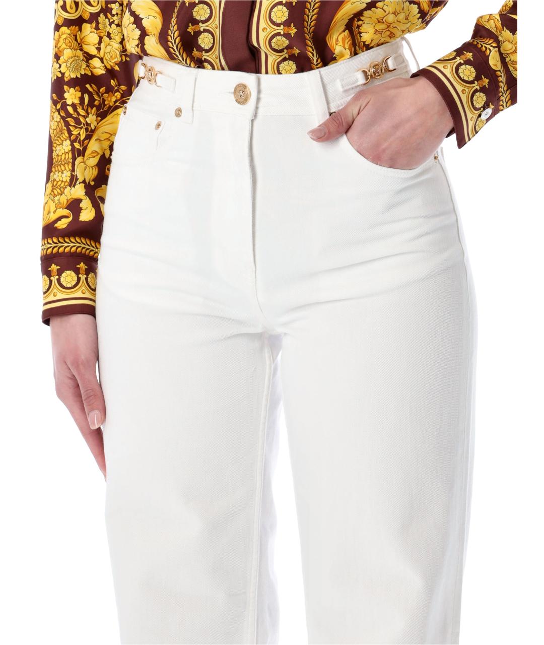 VERSACE Белые хлопковые прямые джинсы, фото 3