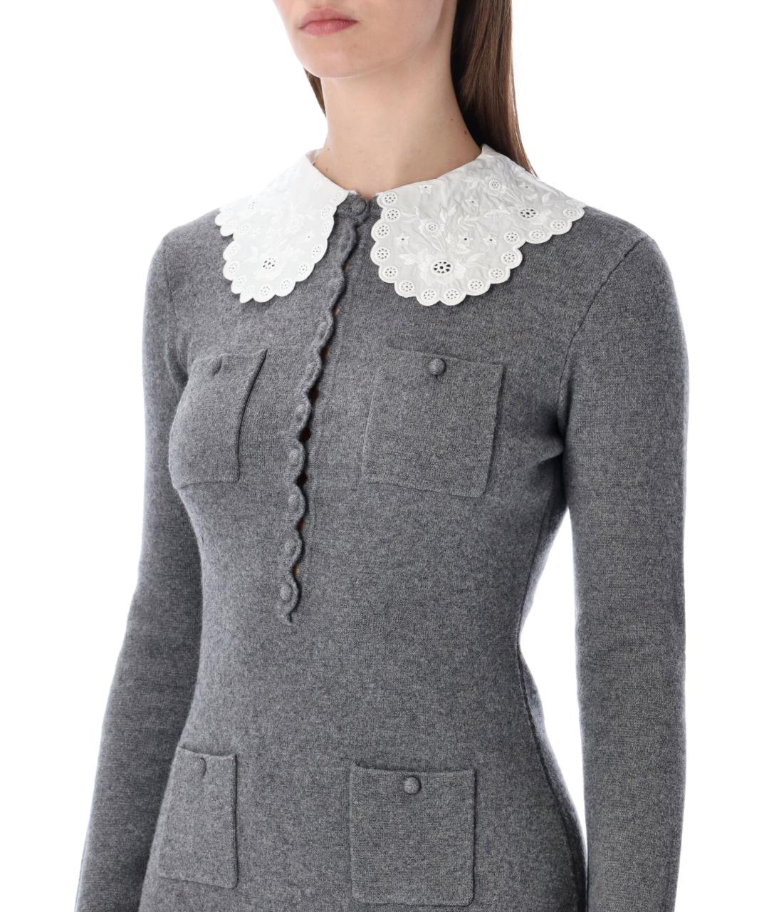 SELF-PORTRAIT Серое хлопковое повседневное платье, фото 3