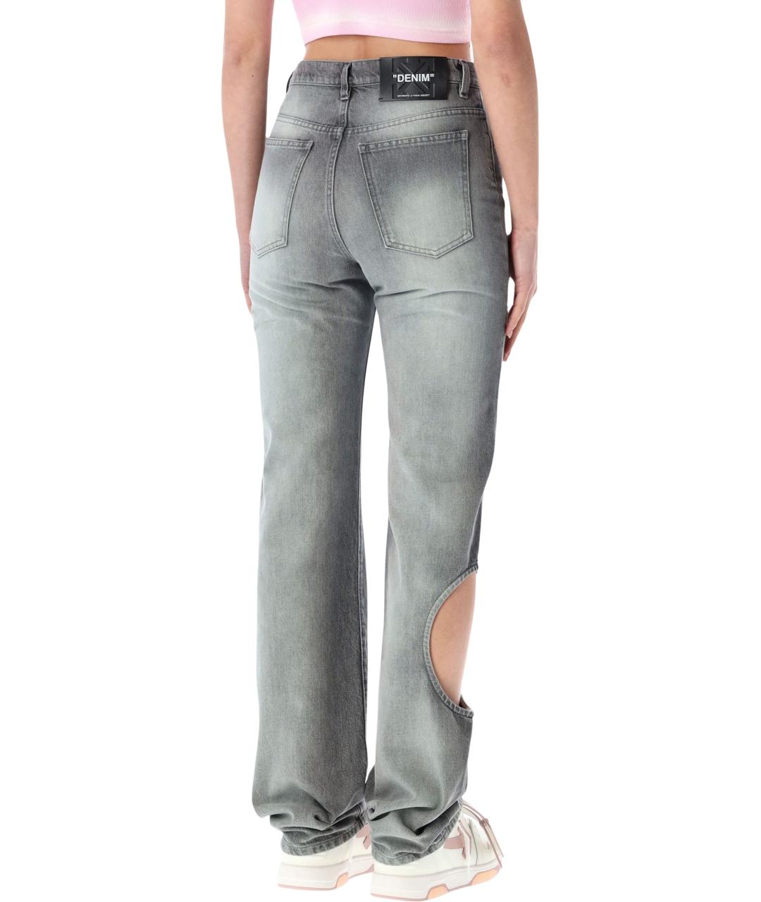 OFF-WHITE Серые хлопковые прямые джинсы, фото 2