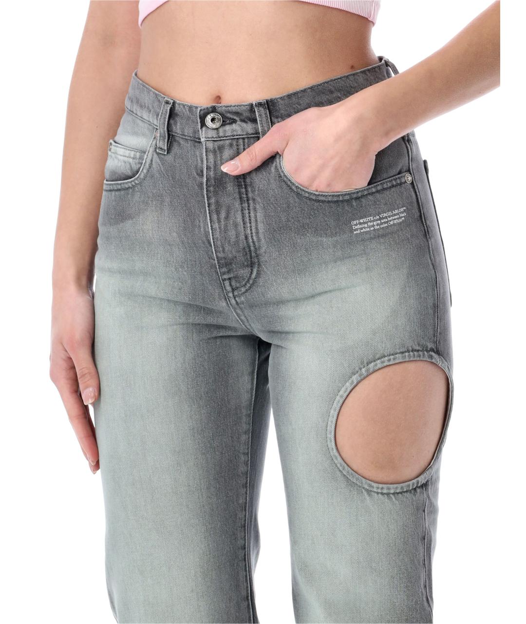 OFF-WHITE Серые хлопковые прямые джинсы, фото 3