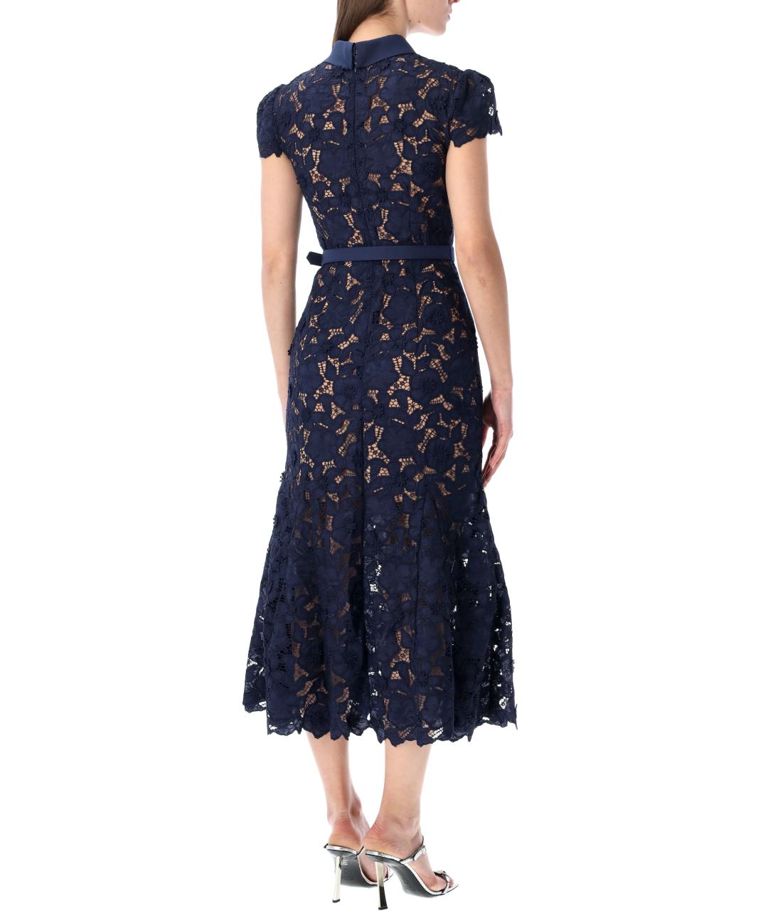 SELF-PORTRAIT Синее полиэстеровое повседневное платье, фото 2