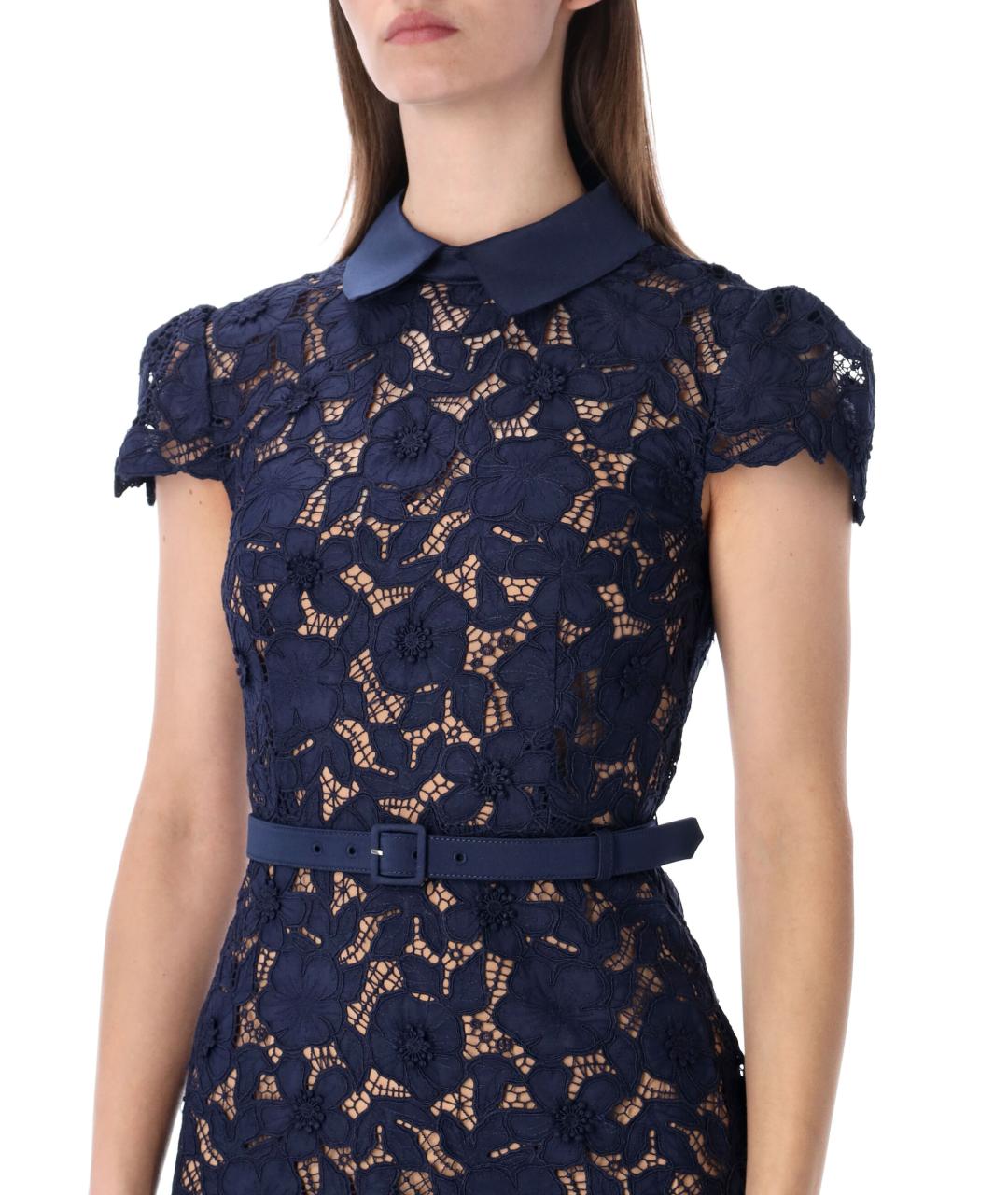 SELF-PORTRAIT Синее полиэстеровое повседневное платье, фото 3