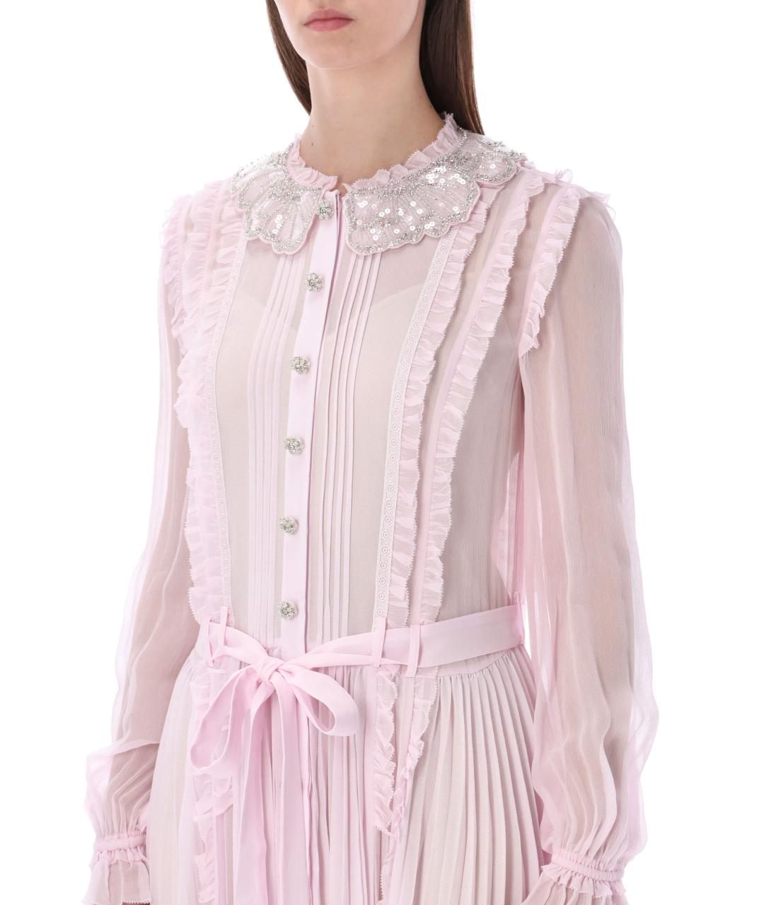 SELF-PORTRAIT Розовое вискозное платье, фото 3