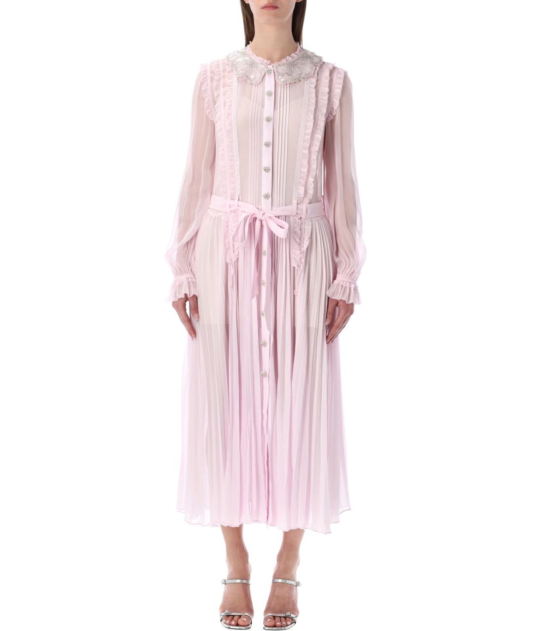 SELF-PORTRAIT Розовое вискозное платье, фото 1