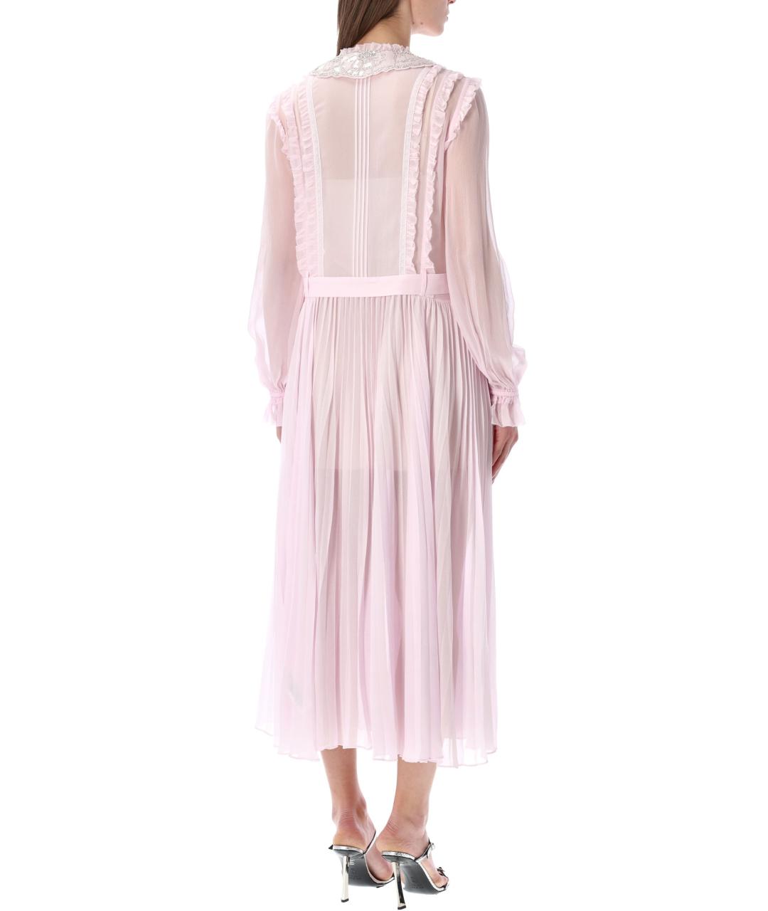 SELF-PORTRAIT Розовое вискозное платье, фото 2