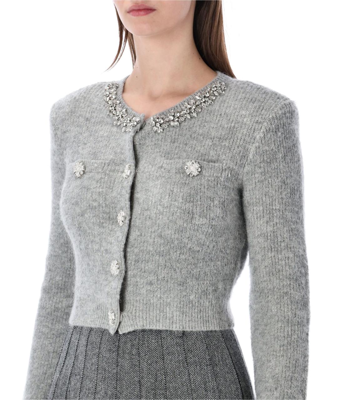 SELF-PORTRAIT Серый полиэстеровый кардиган, фото 4