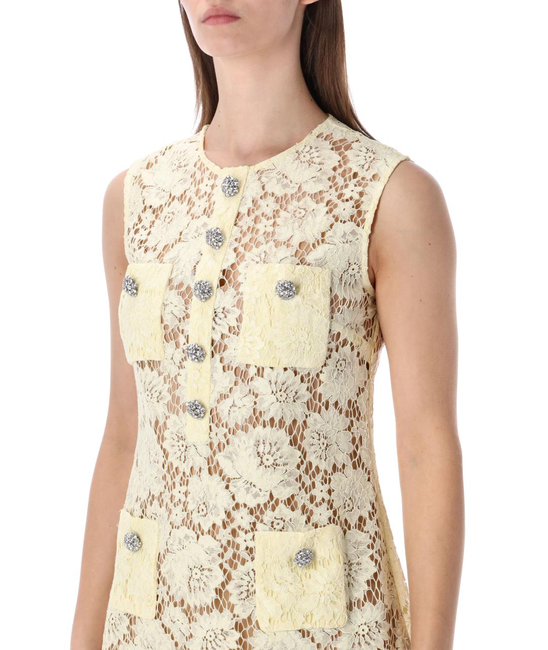 SELF-PORTRAIT Желтое полиамидовое коктейльное платье, фото 4