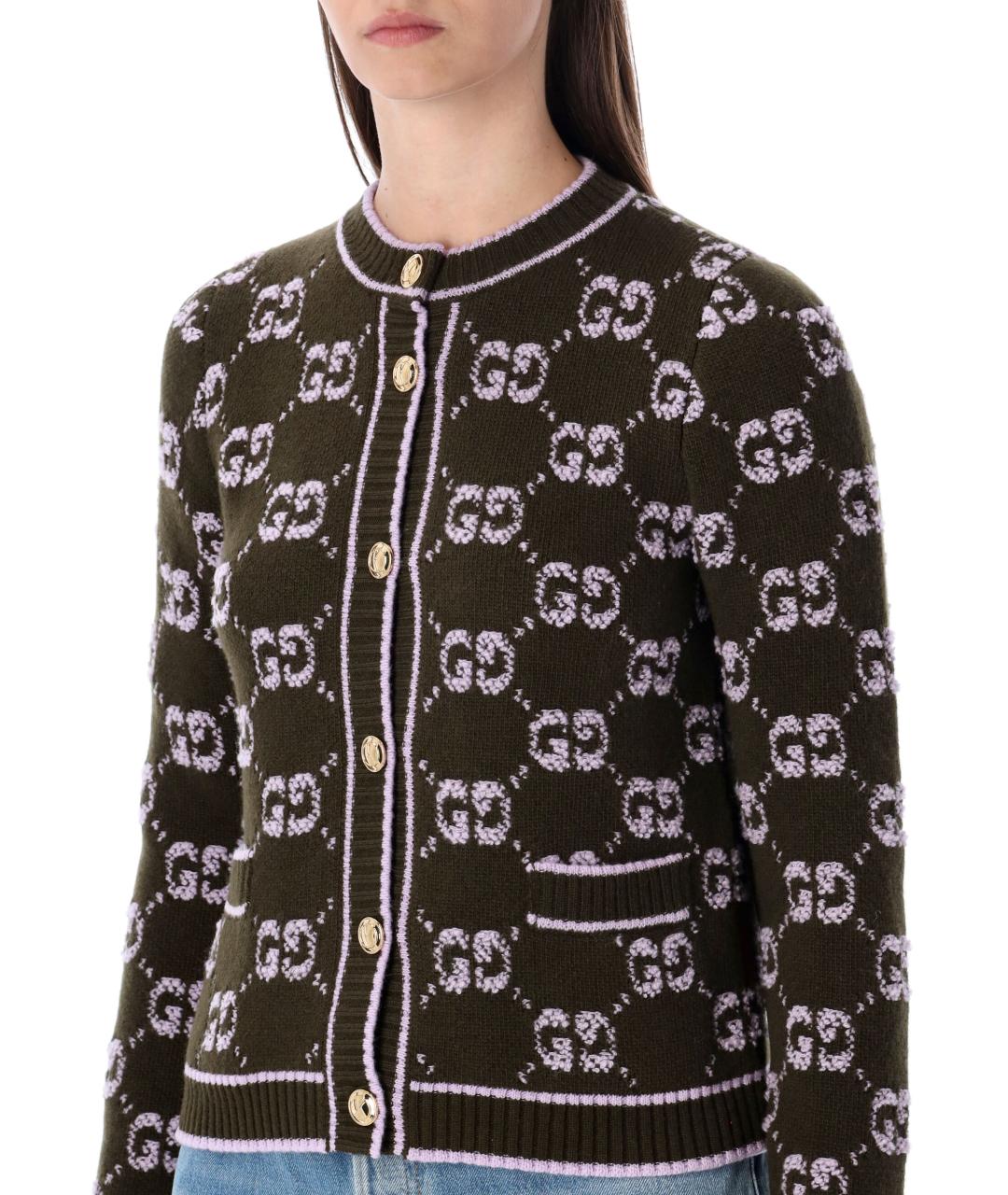 GUCCI Зеленый шерстяной кардиган, фото 4