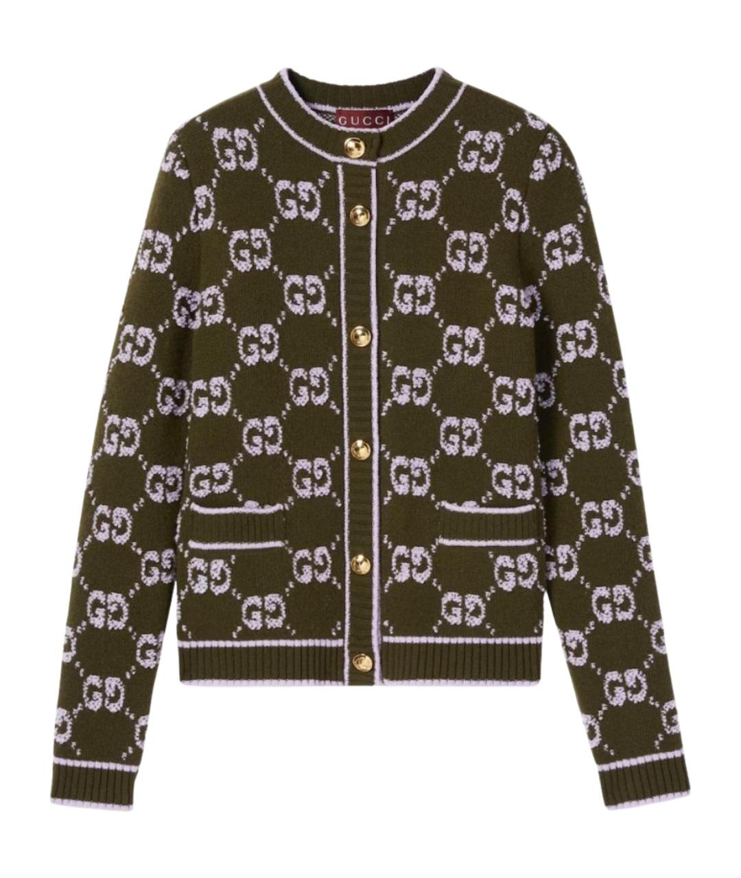 GUCCI Зеленый шерстяной кардиган, фото 1