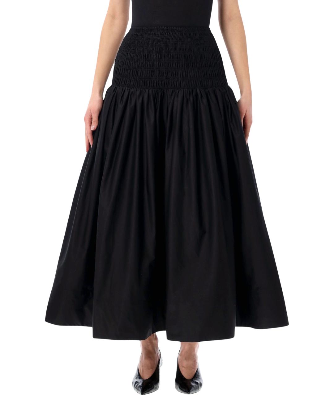 SELF-PORTRAIT Черная хлопковая юбка макси, фото 2