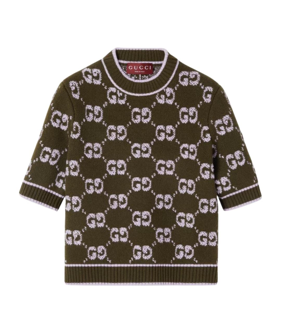 GUCCI Зеленый шерстяной джемпер / свитер, фото 1