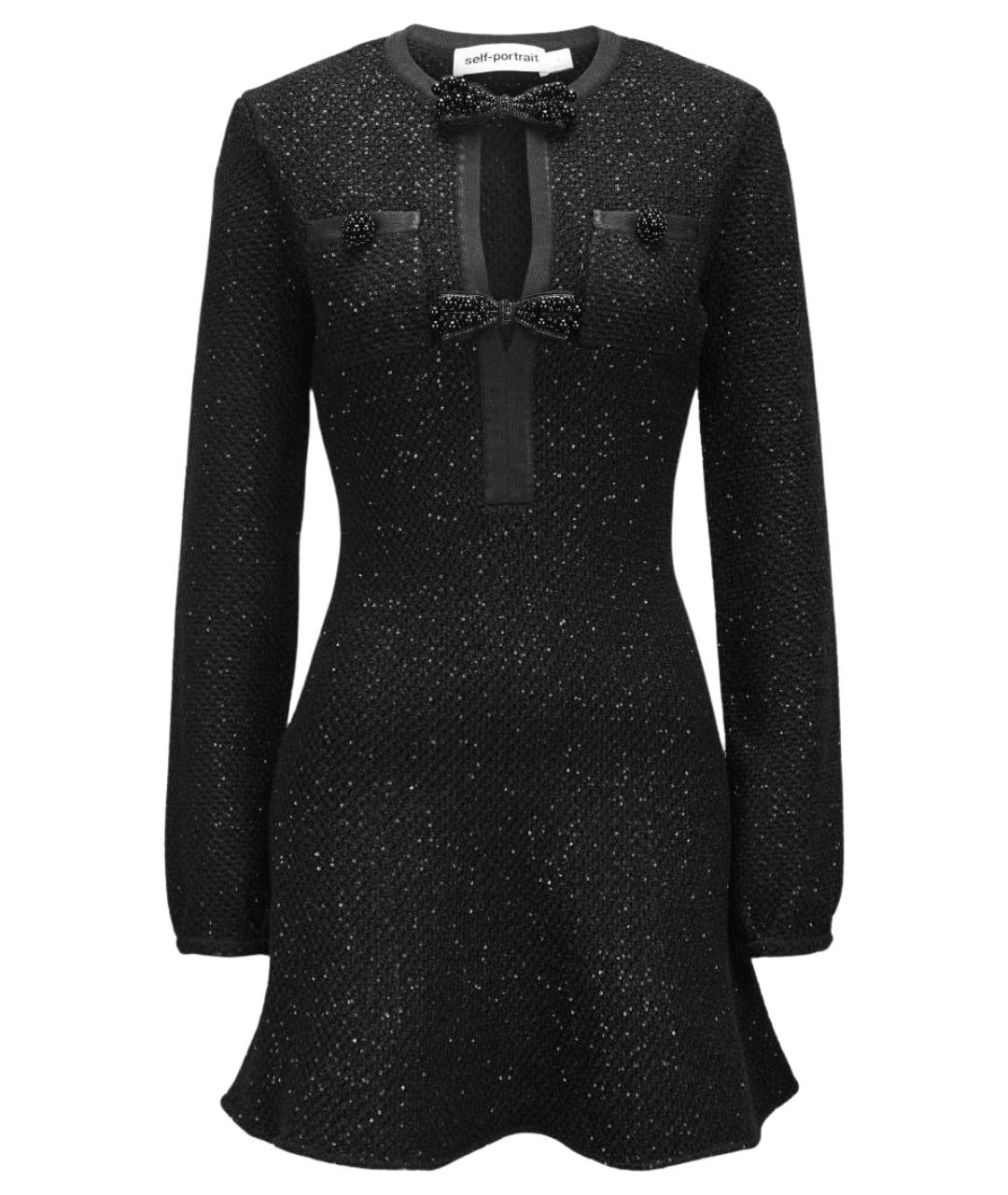 SELF-PORTRAIT Черное хлопковое повседневное платье, фото 1