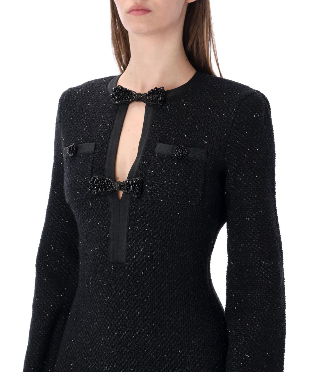 SELF-PORTRAIT Черное хлопковое повседневное платье, фото 4