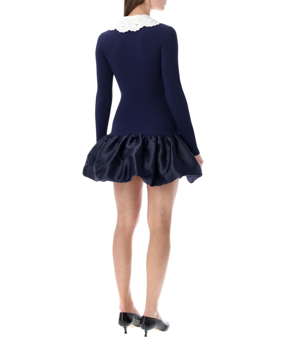 SELF-PORTRAIT Синее вискозное повседневное платье, фото 3