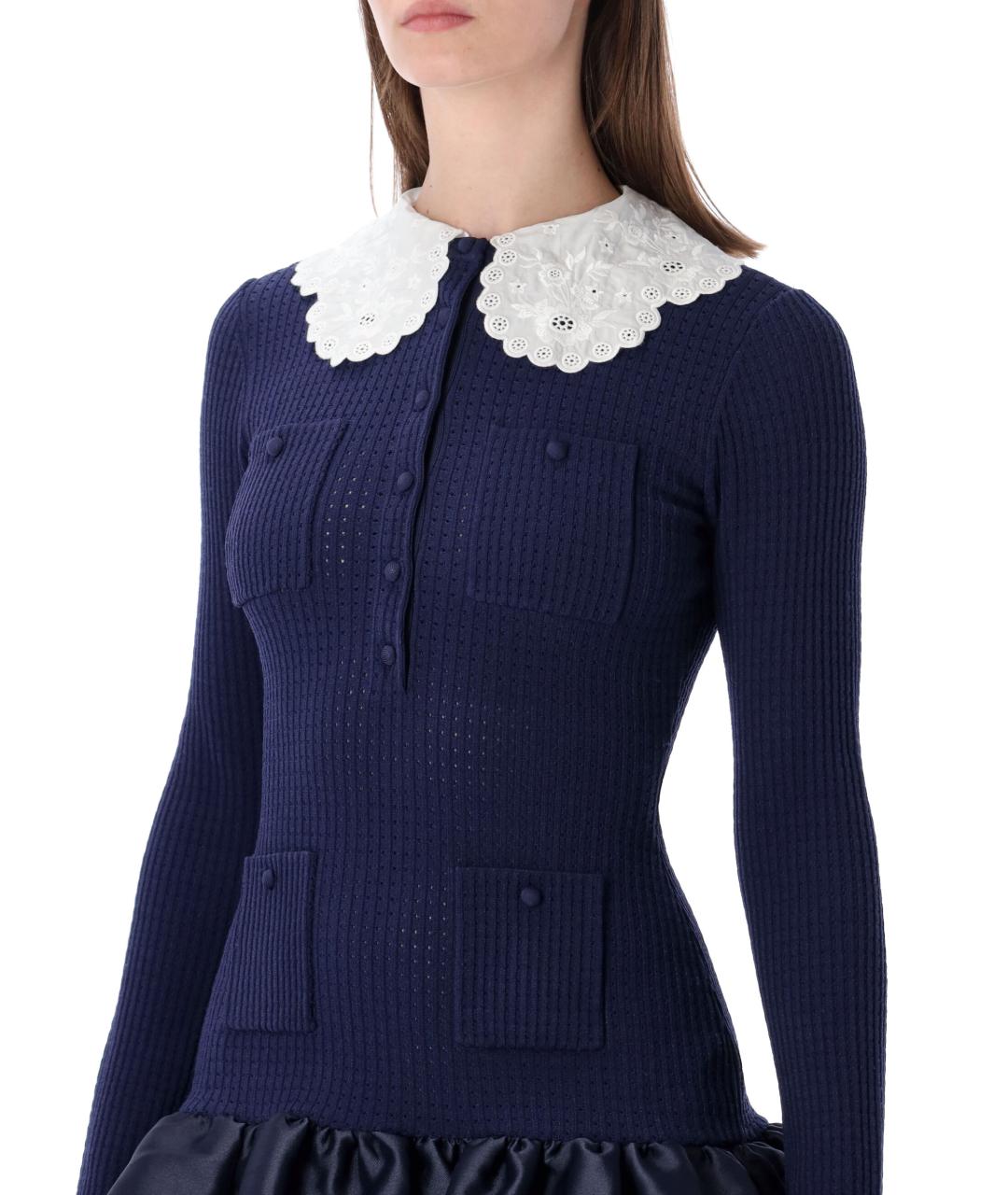 SELF-PORTRAIT Синее вискозное повседневное платье, фото 4