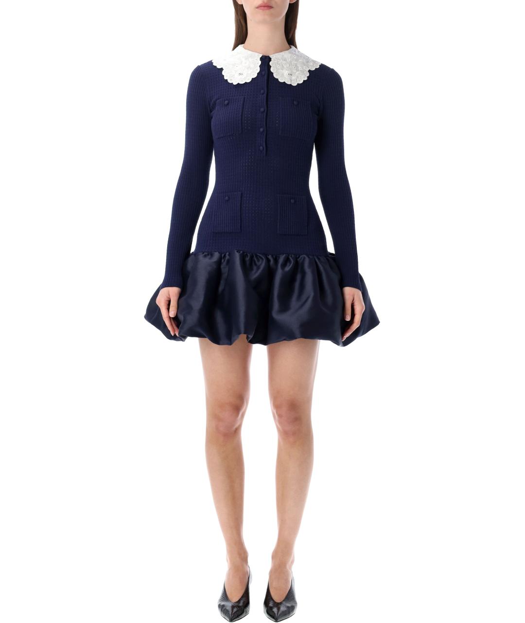 SELF-PORTRAIT Синее вискозное повседневное платье, фото 2