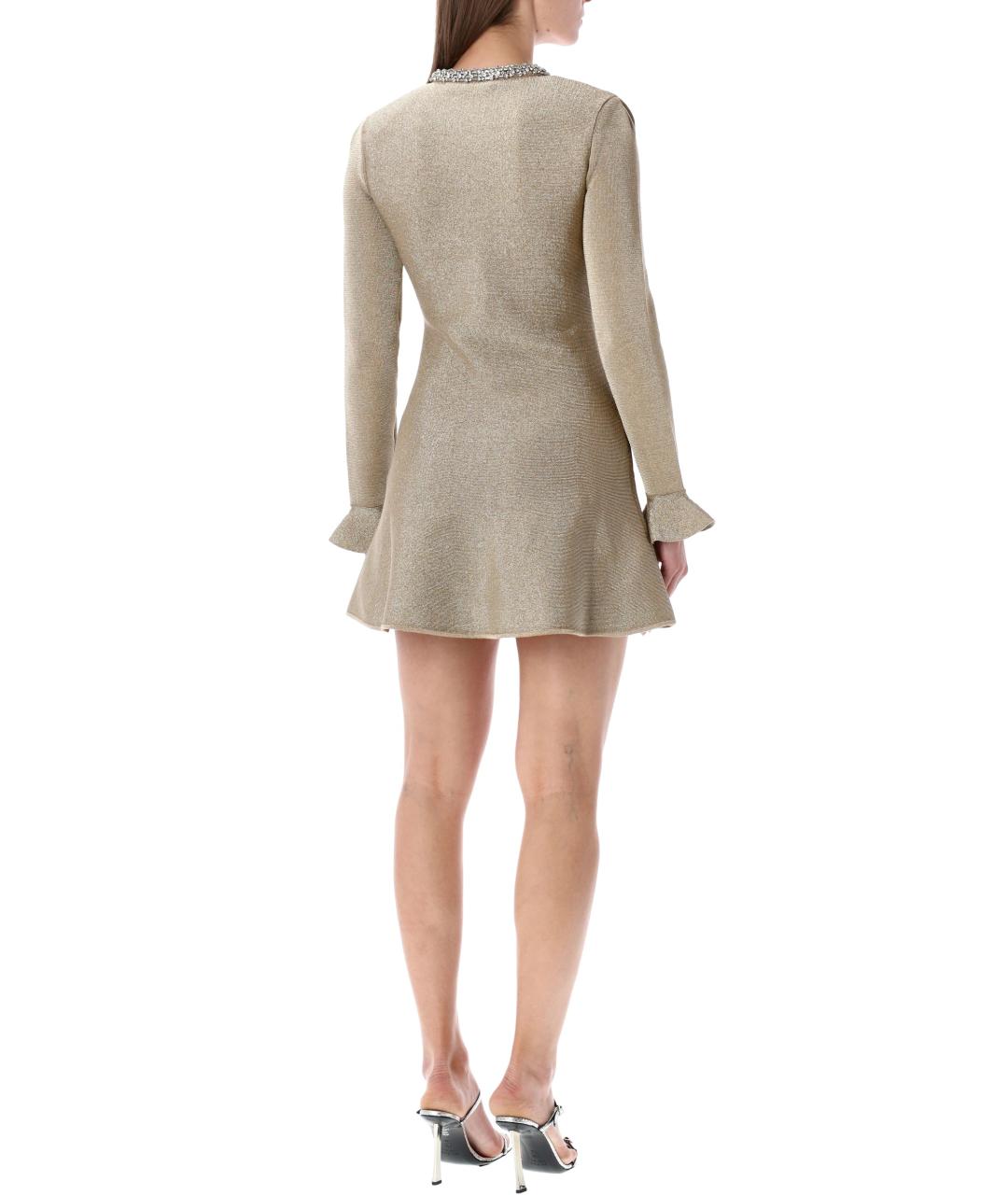 SELF-PORTRAIT Золотое хлопковое коктейльное платье, фото 3