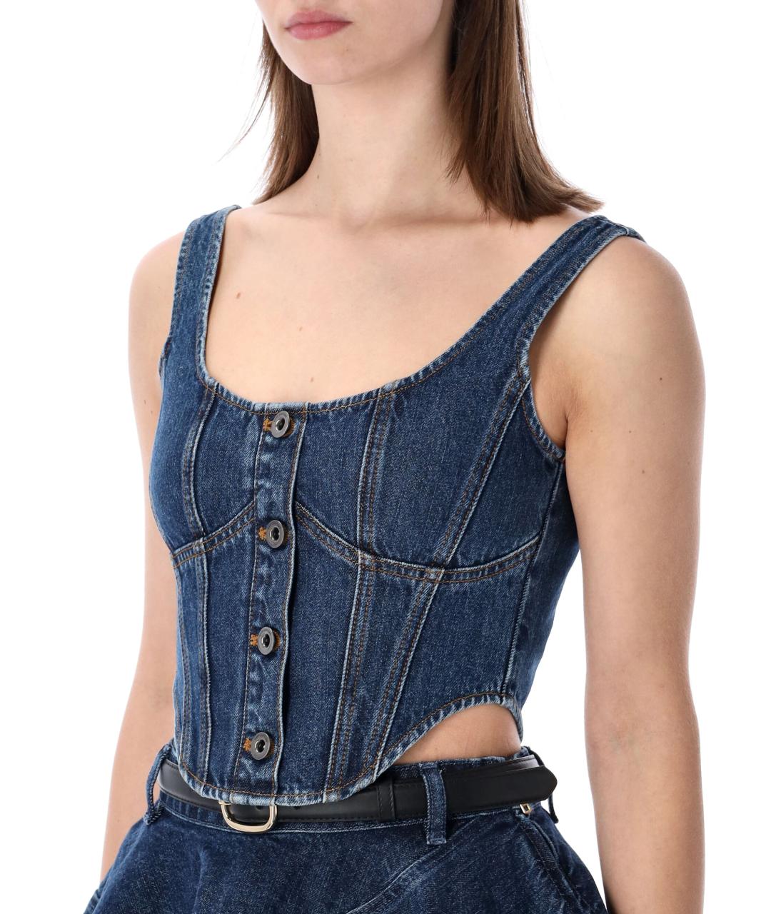 SELF-PORTRAIT Синяя хлопковая майка, фото 4