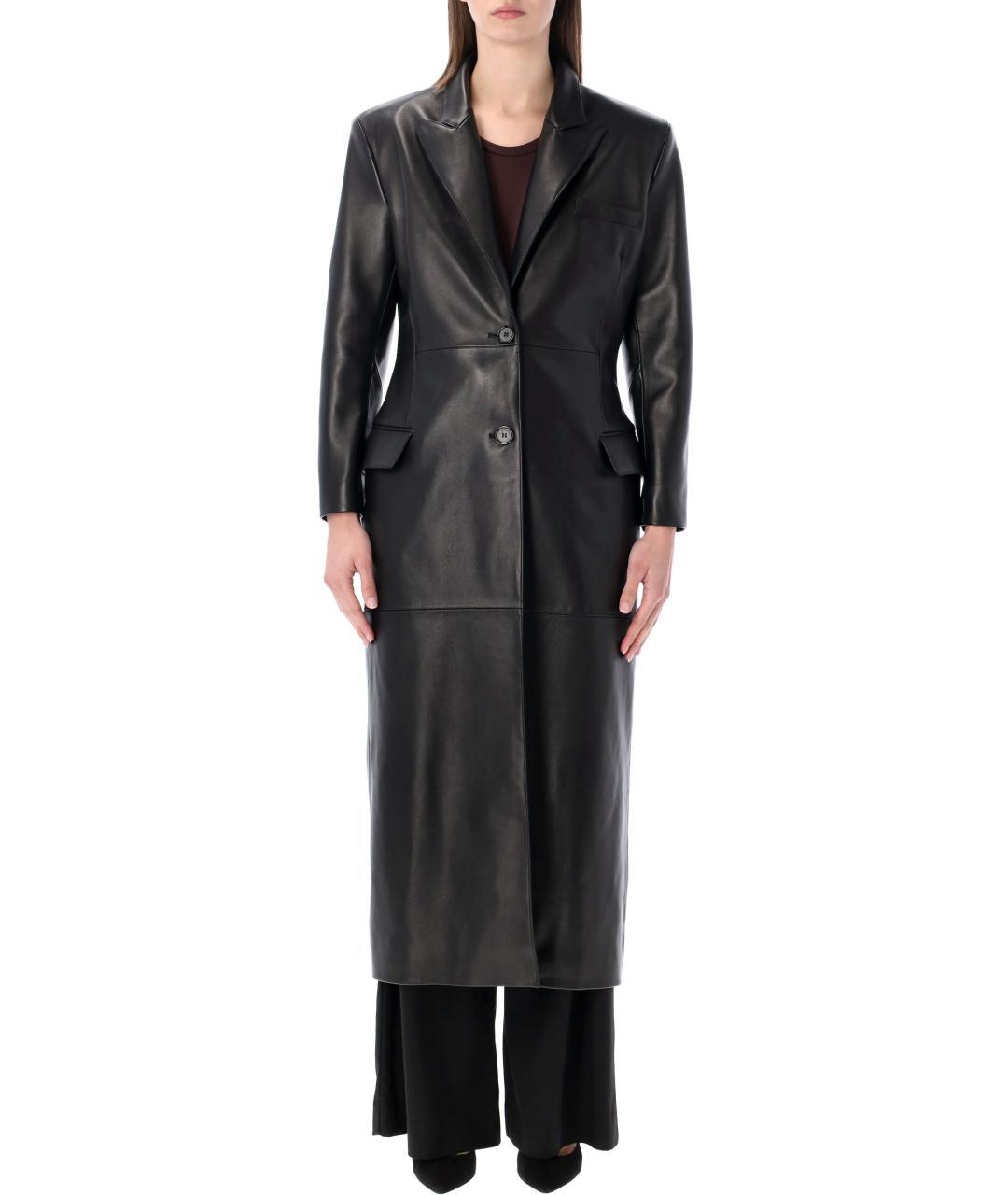 MAGDA BUTRYM Черное кожаное пальто, фото 4