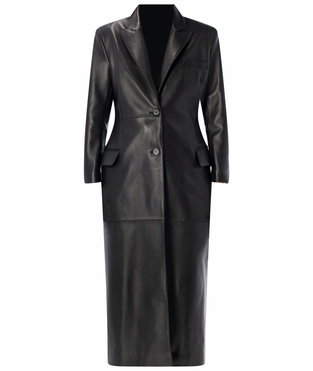 MAGDA BUTRYM Черное кожаное пальто, фото 1