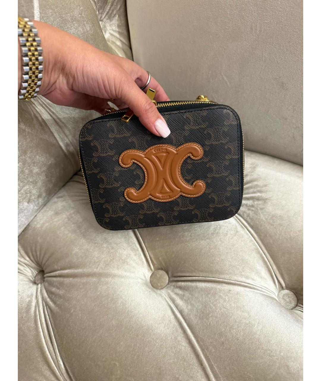 CELINE Коричневая кожаная сумка через плечо, фото 7