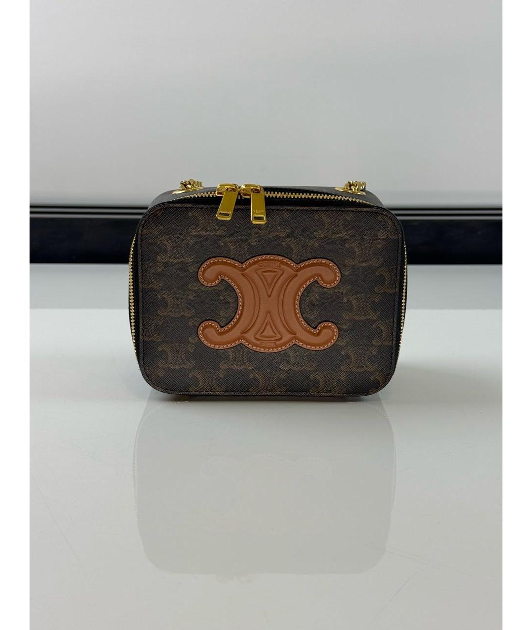 CELINE Коричневая кожаная сумка через плечо, фото 8