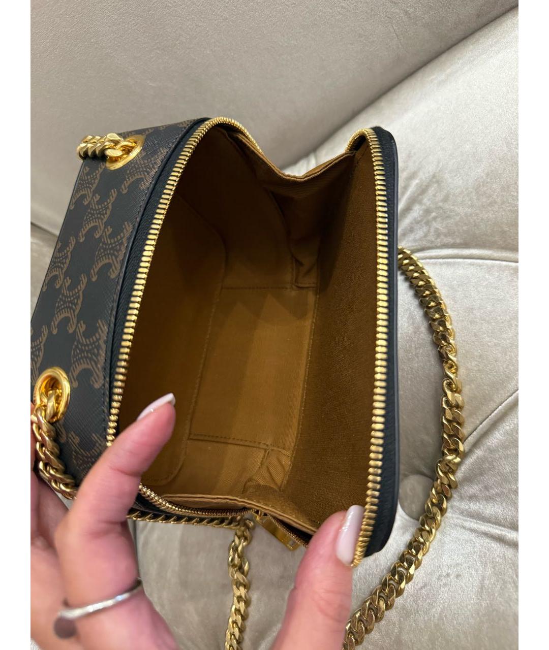 CELINE Коричневая кожаная сумка через плечо, фото 4