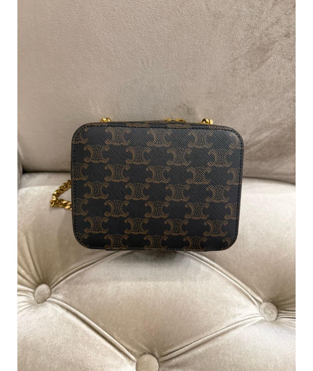 CELINE Коричневая кожаная сумка через плечо, фото 3