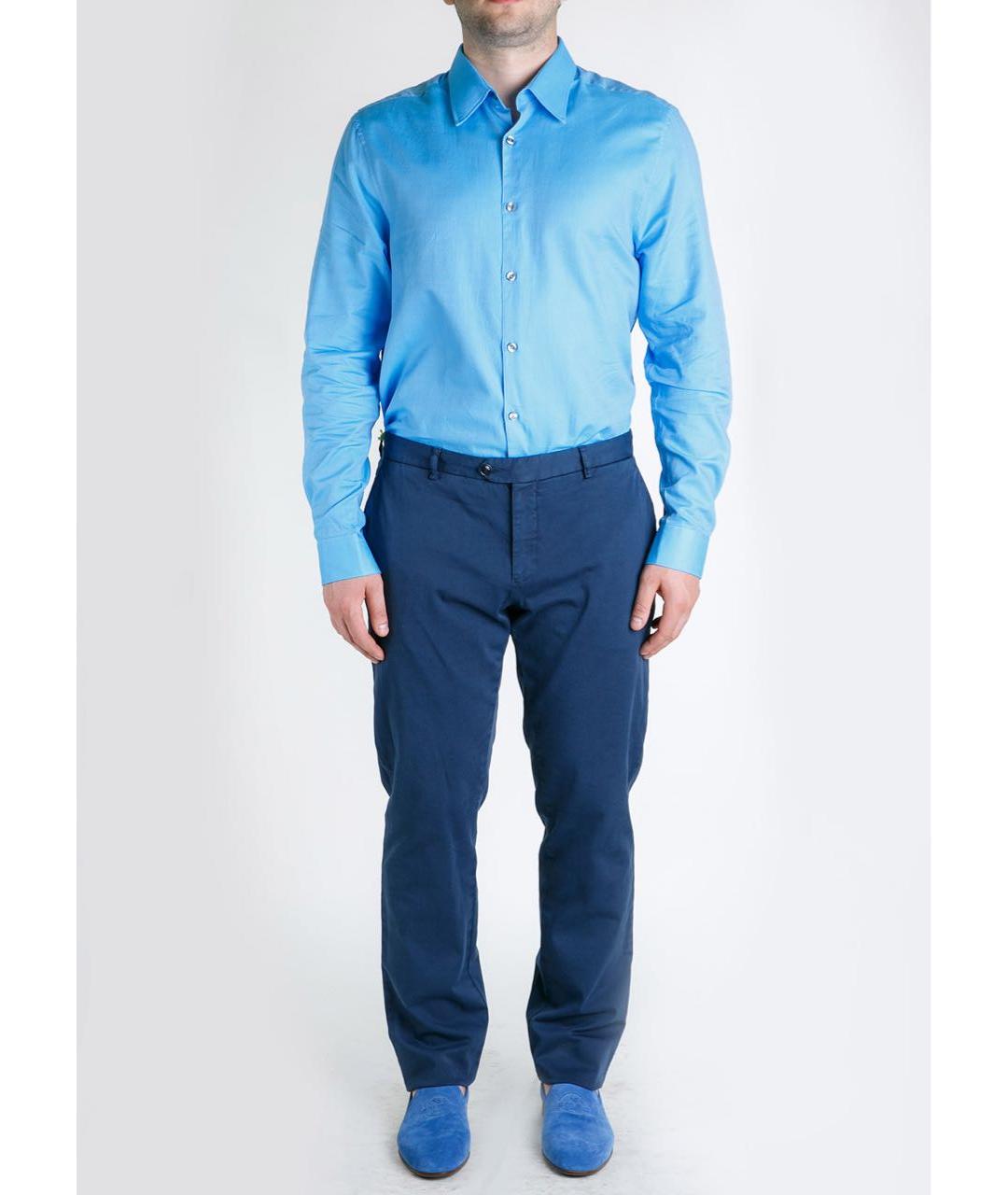 PAUL SMITH Синяя хлопковая классическая рубашка, фото 3