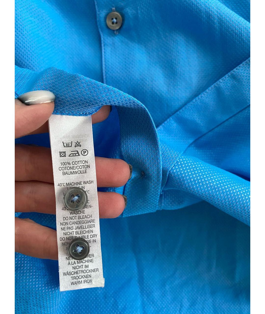 PAUL SMITH Синяя хлопковая классическая рубашка, фото 8